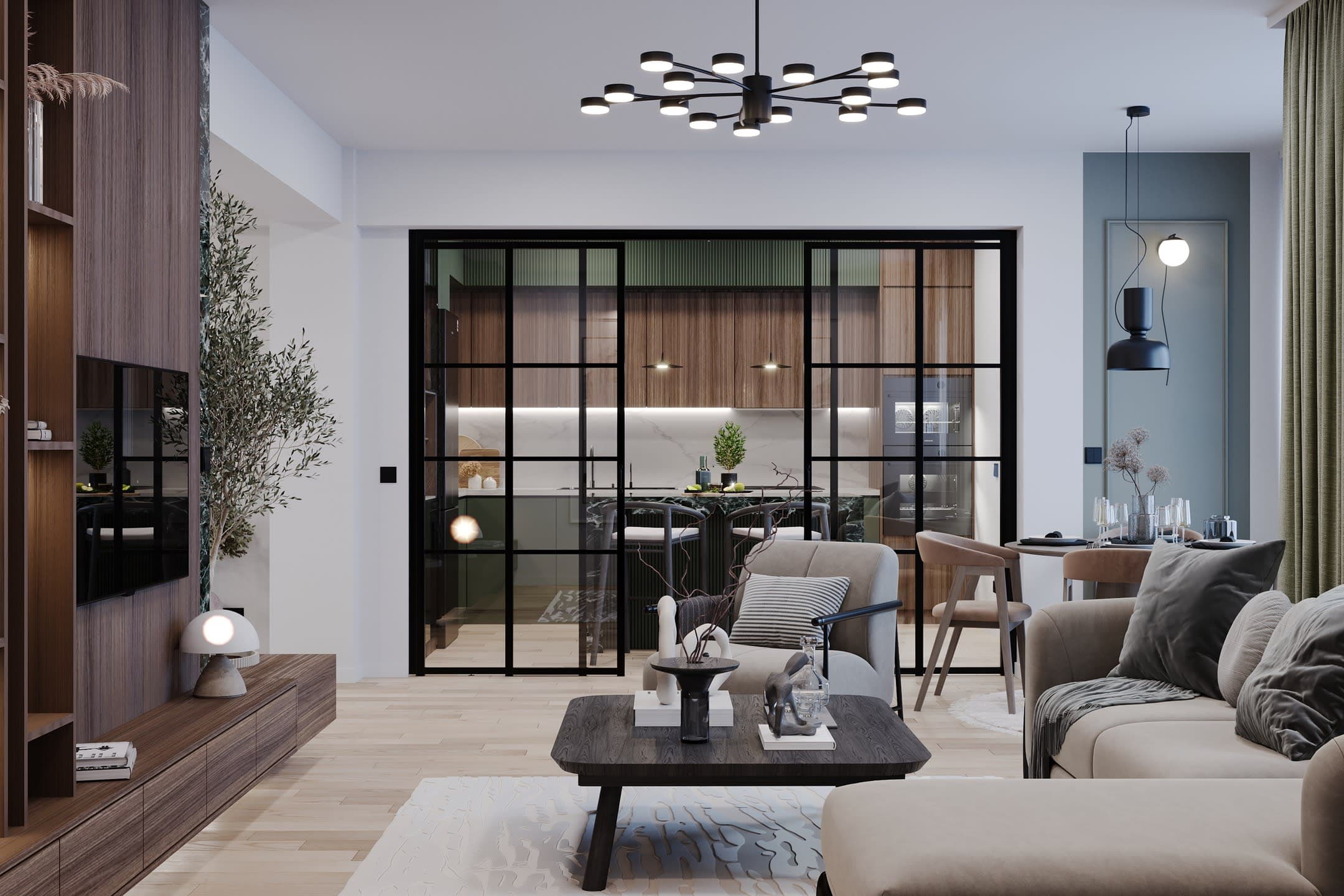 Модерен Стан со Зелен Акцент — Внатрешен Дизајн, Скопје 6