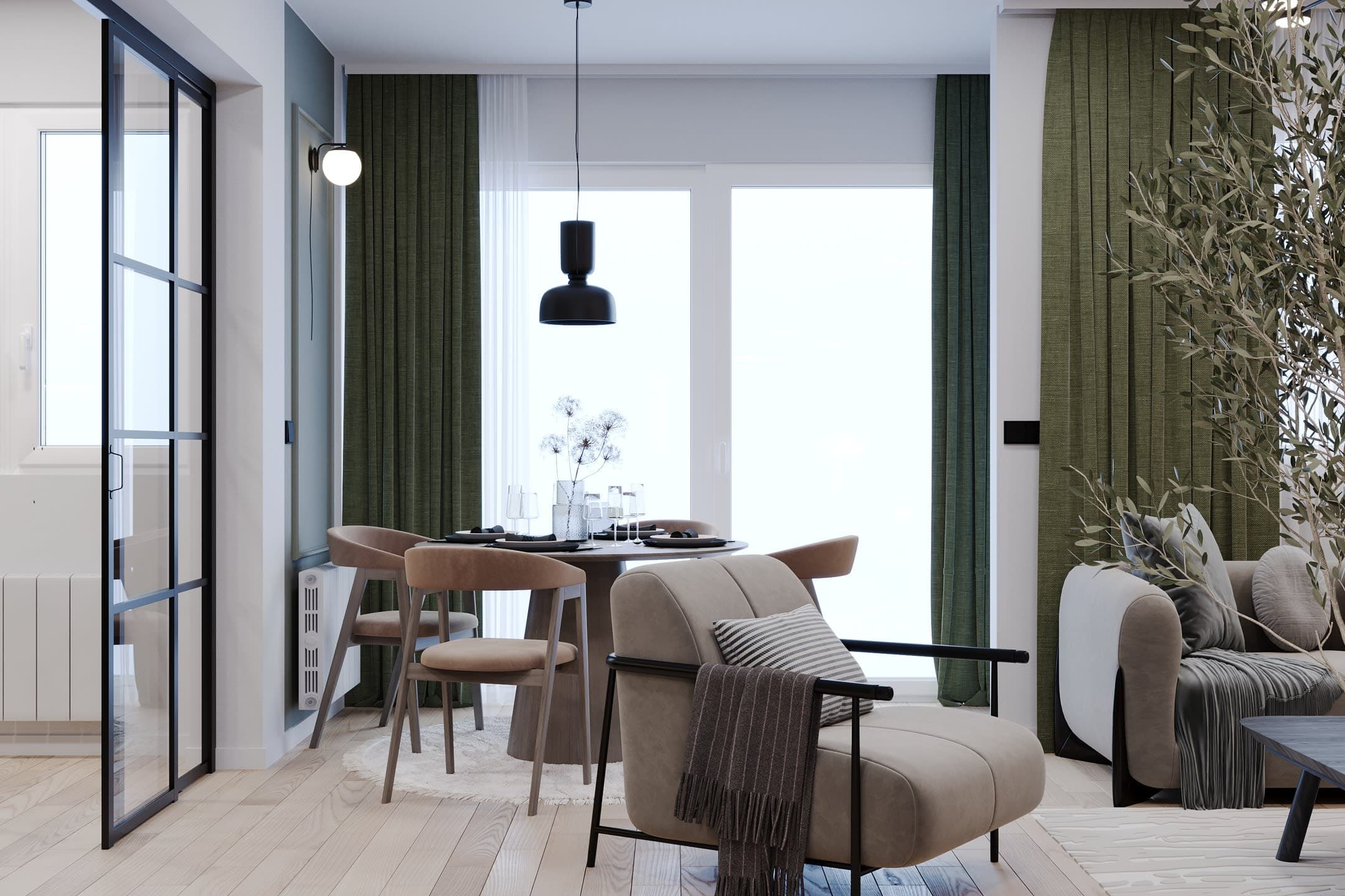 Модерен Стан со Зелен Акцент — Внатрешен Дизајн, Скопје 7